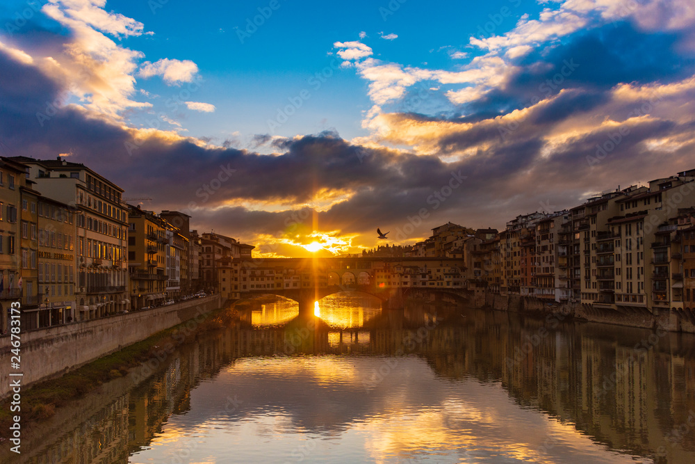 Ponte Vecchio bridge at dawn in Florence