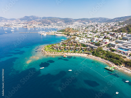Aerial view of sunny Bodrum with resorts and beachfront villas © Zstock