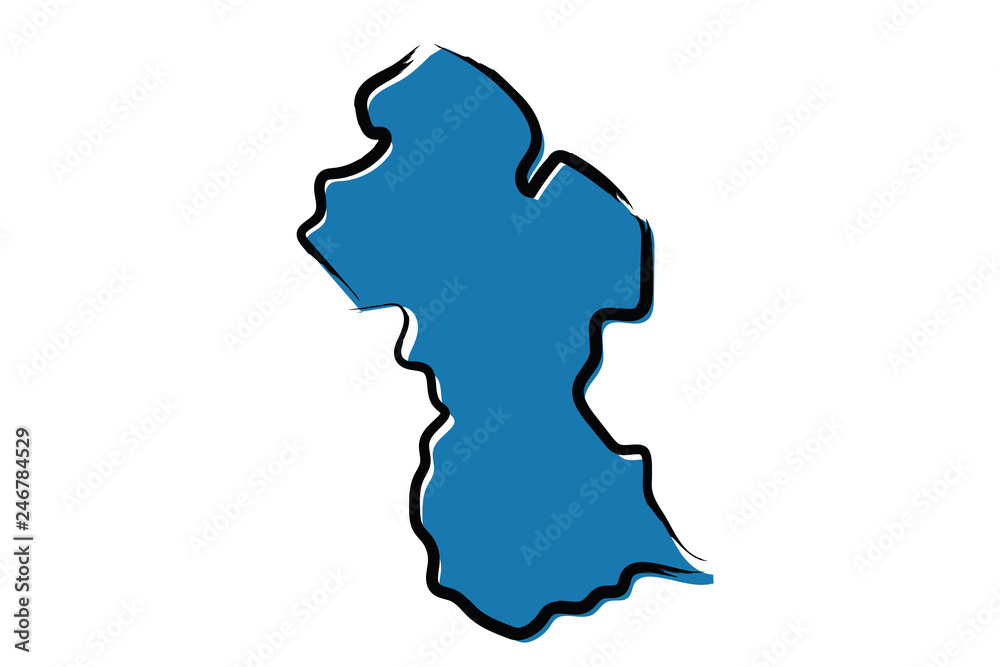 Stylized blue sketch map of Guyana