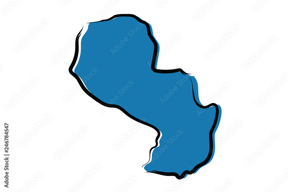 Stylized blue sketch map of Paraguay