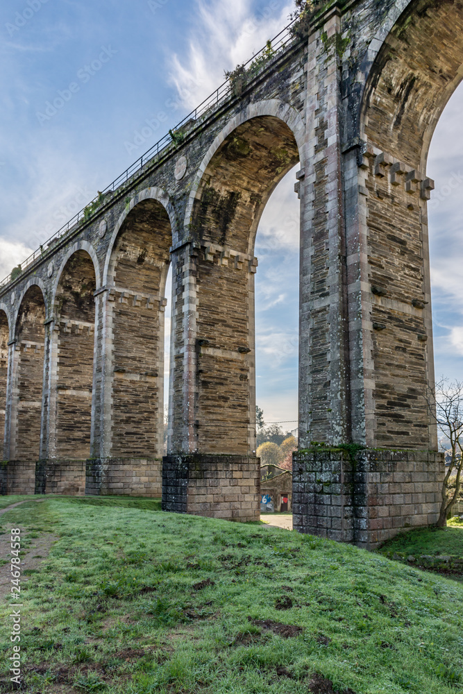 Da Chanca Bridge in Lugo. It is a curious work of engineering, built for the passage of the railway line A Coruña-Palencia in the nineteenth century (Galicia, Spain)