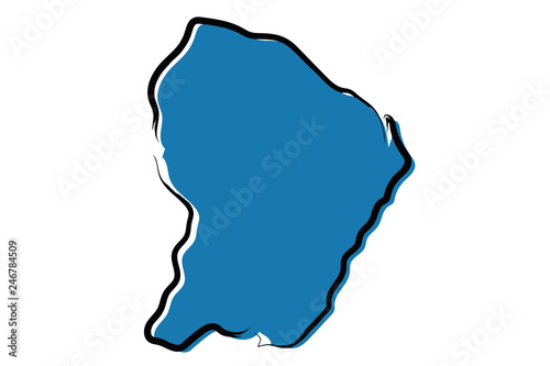 Stylized blue sketch map of French Guiana