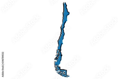Stylized blue sketch map of Chile