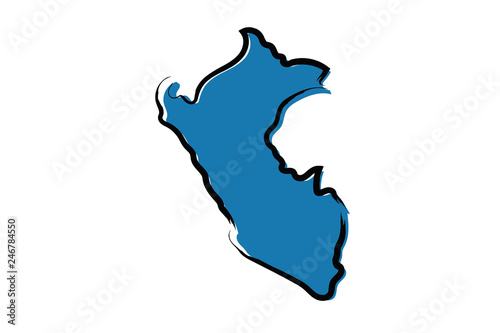 Stylized blue sketch map of Peru