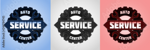 Auto repair station logo for different projects with cars, car station and repairing.