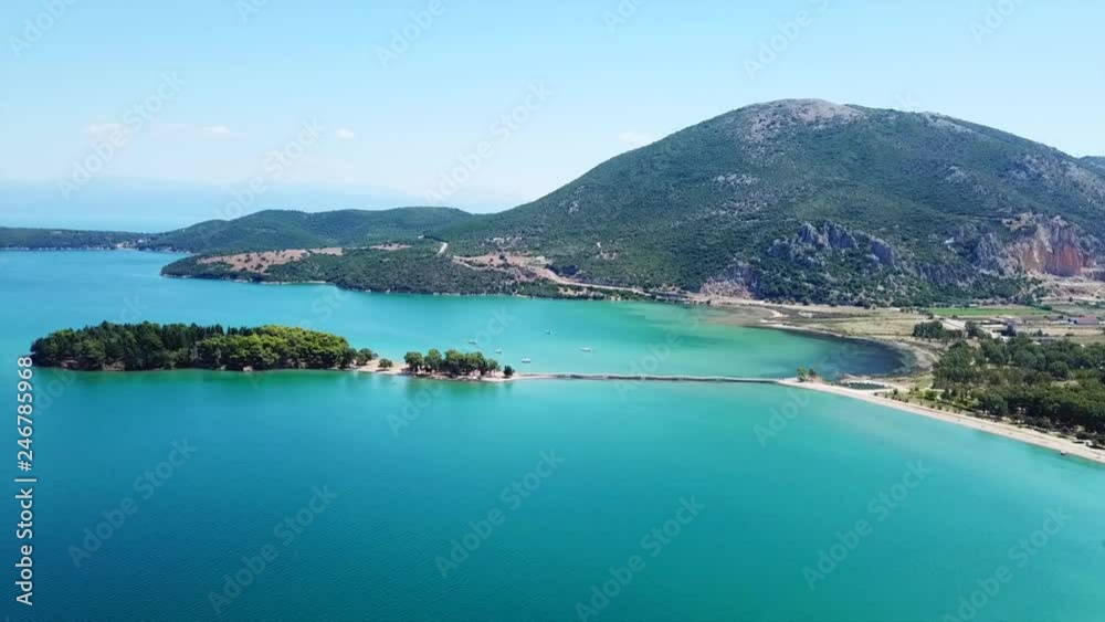 Aerial drone view video of iconic medieval castle in picturesque city of Vonitsa, Amvrakikos bay, Etoloakarnania, Greece Aerial drone view video of iconic medieval castle in picturesque city of Vonitsa, Amvrakikos bay, Etoloakarnania, Greece