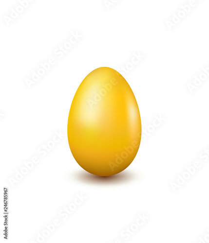 Realistic Easter golden egg isolated on white background