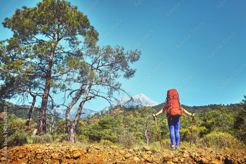 Traveling is a tourist route with a backpack.