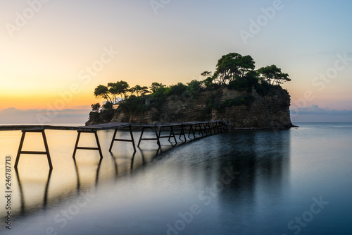 Greece, Zakynthos, Landing stage to cameo island early morning sunrise