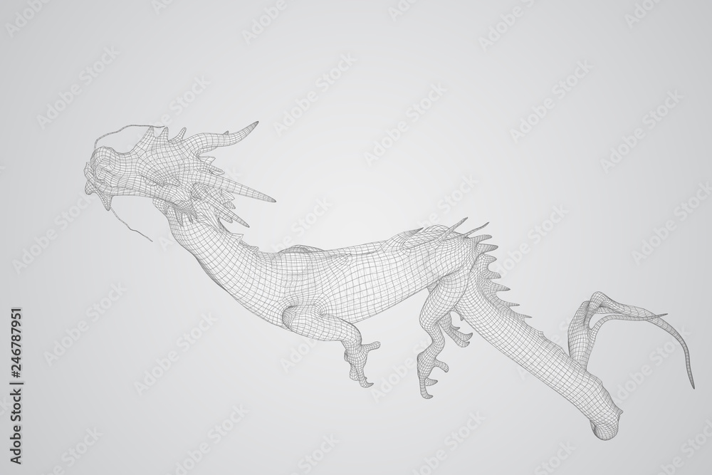 Obraz premium symbol of chinese new year. long flying dragon kite. vector 3d illustration