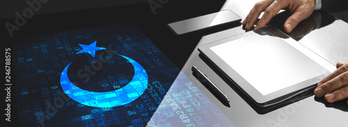 Photography Businessman working in the office with screen tech