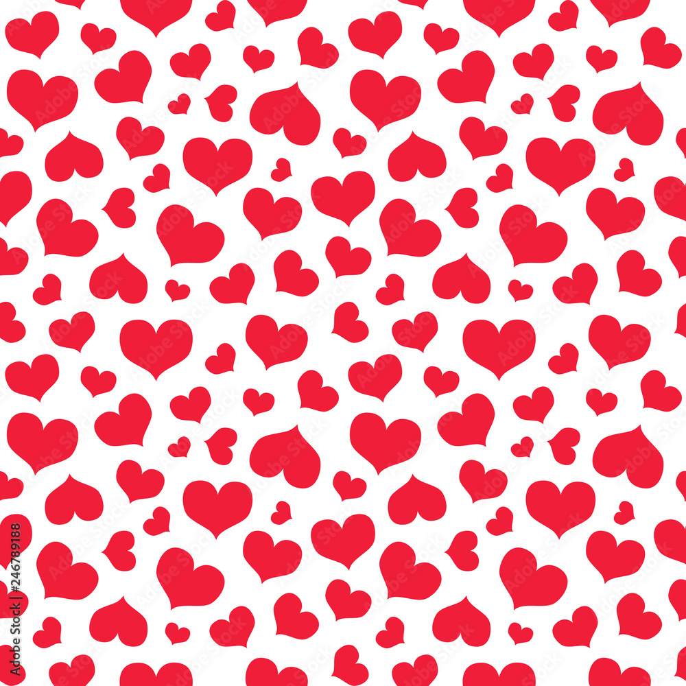 Seamless pattern with red hearts. Valentine's day background.
