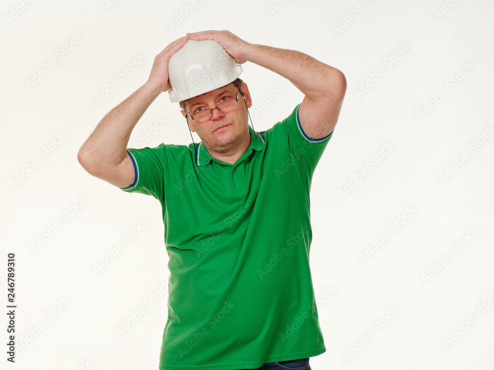 emotion man foreman on a white background emotion man foreman on a white background