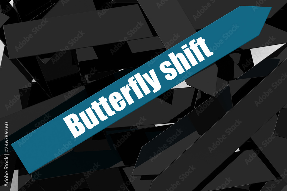 Butterfly shift word on the blue arrow Butterfly shift word on the blue arrow