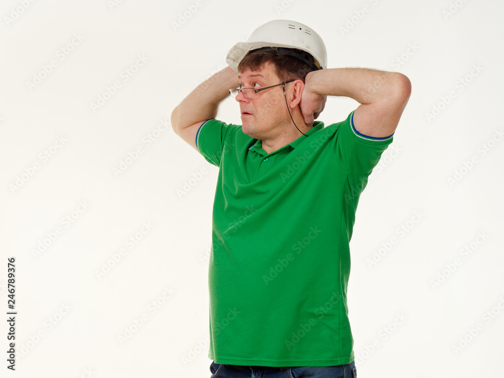 emotion man foreman on a white background emotion man foreman on a white background