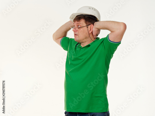 emotion man foreman on a white background