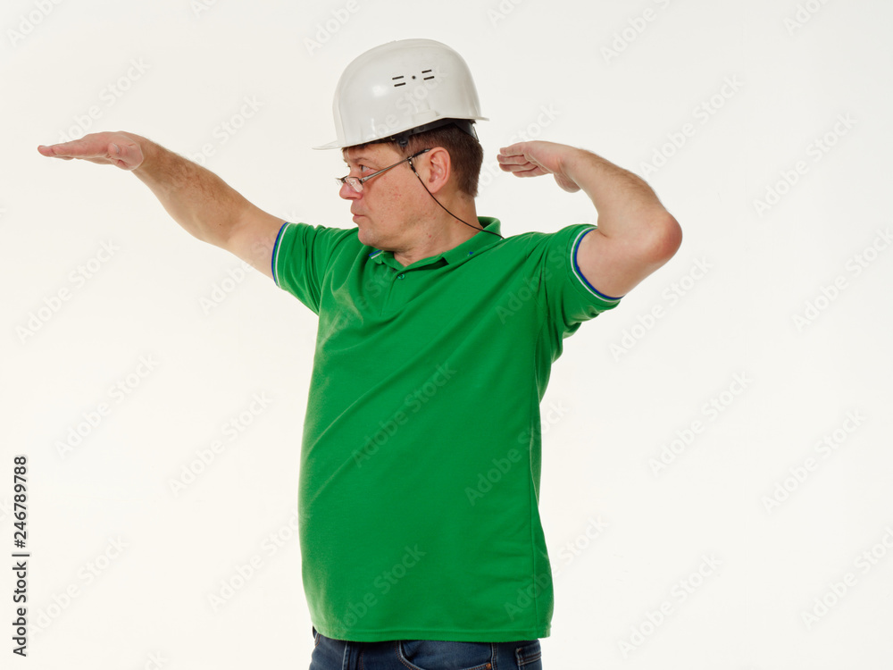 emotion man foreman on a white background emotion man foreman on a white background