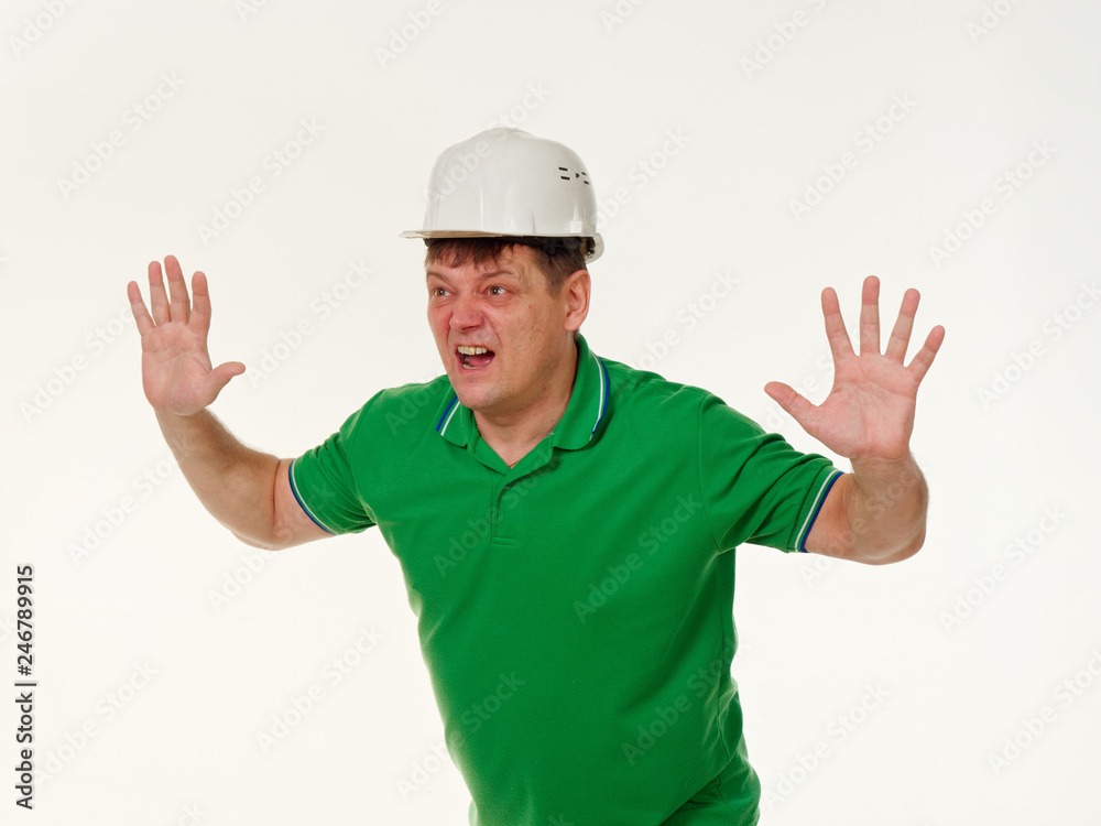 emotion man foreman on a white background emotion man foreman on a white background