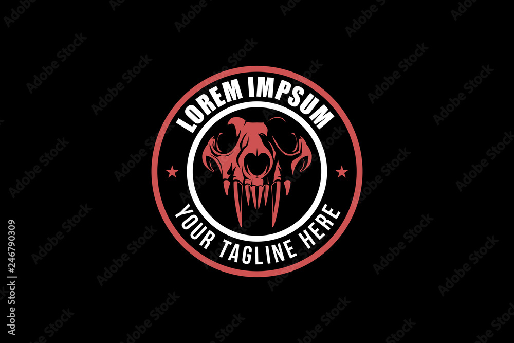 Fototapeta premium dog skull simple vector badge logo template