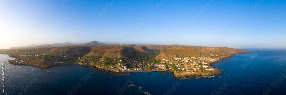 Aerial panoramic view Cidade Velha city  in Santiago - Cape Verde - Cabo Verde