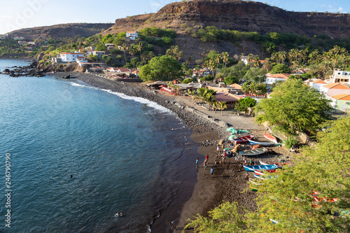 Aerial view Cidade Velha city beach  in Santiago - Cape Verde - Cabo Verde photo