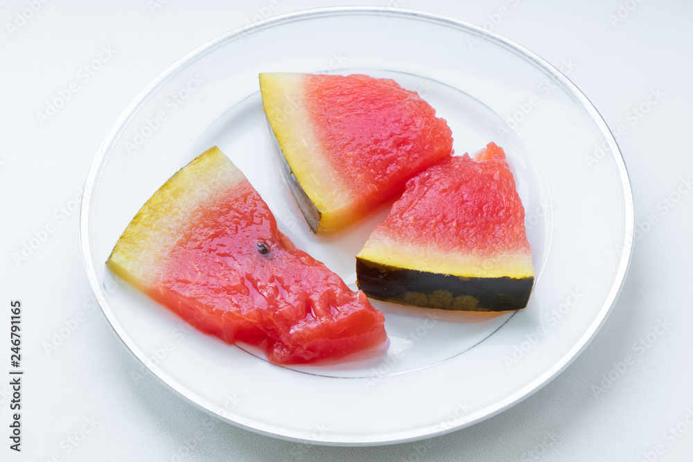 Salted watermelon, traditional dish of Russian and other Eastern European cuisines