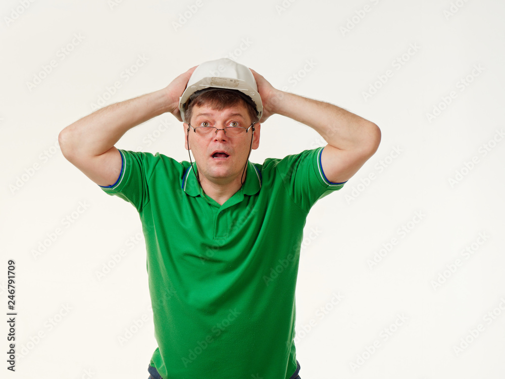 emotion man foreman on a white background