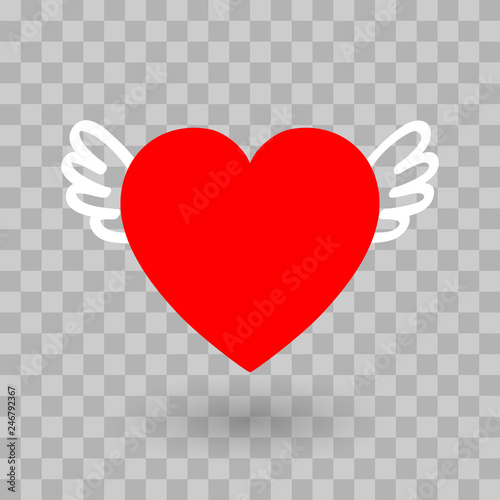 The red heart icon design with wings