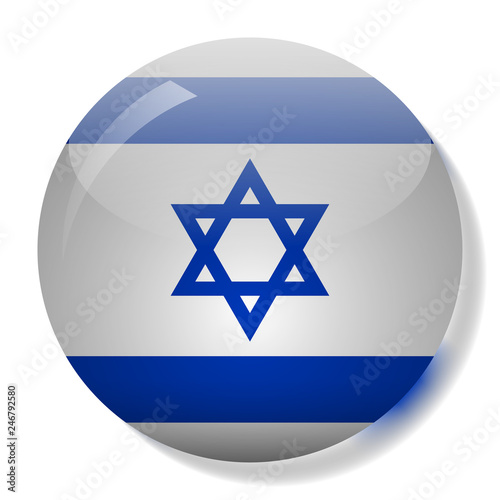 Israeli flag glass button vector illustration