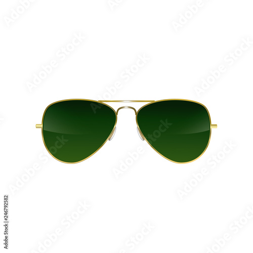 Golden frame, green lenses sunglasses