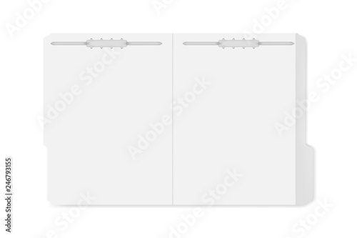 Open file folder with cut tab and fastener to keep paper sheets, mockup