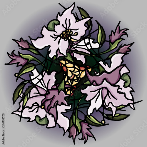 Ornament. Magnolia. Mandala flower. Round pattern. Flowers. Mandala. T-shirt print.Vector illustration.