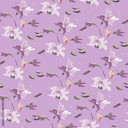 Flowers Magnolia spring watercolor. Seamless pattern. Vector illustration.