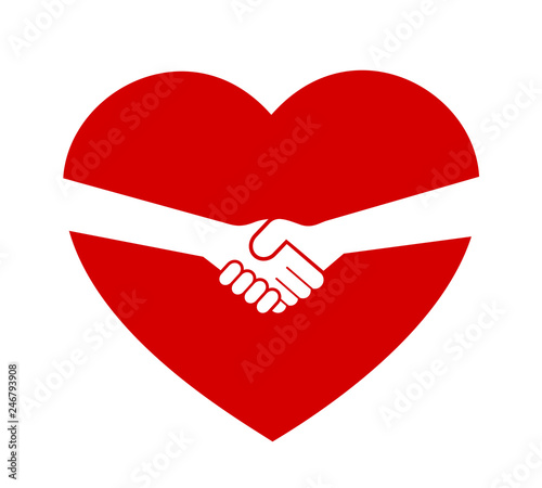 Love heart and handshake - Consent, deal and treaty between partner, significant other and lover - consensual sex agreement. Vector illustration