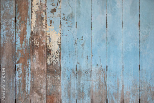 Rustic Old blue wooden background. wood planks