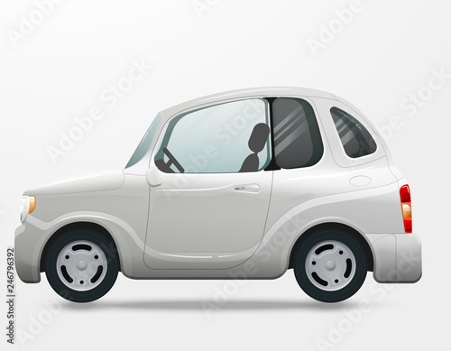 Mini car vector on white. View from side. Kei car illustration