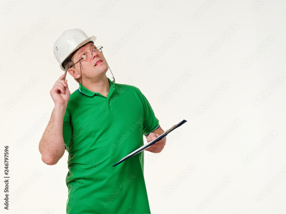 emotion man foreman on a white background emotion man foreman on a white background