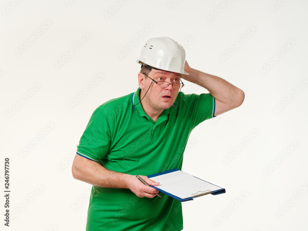 Fototapeta premium emotion man foreman on a white background