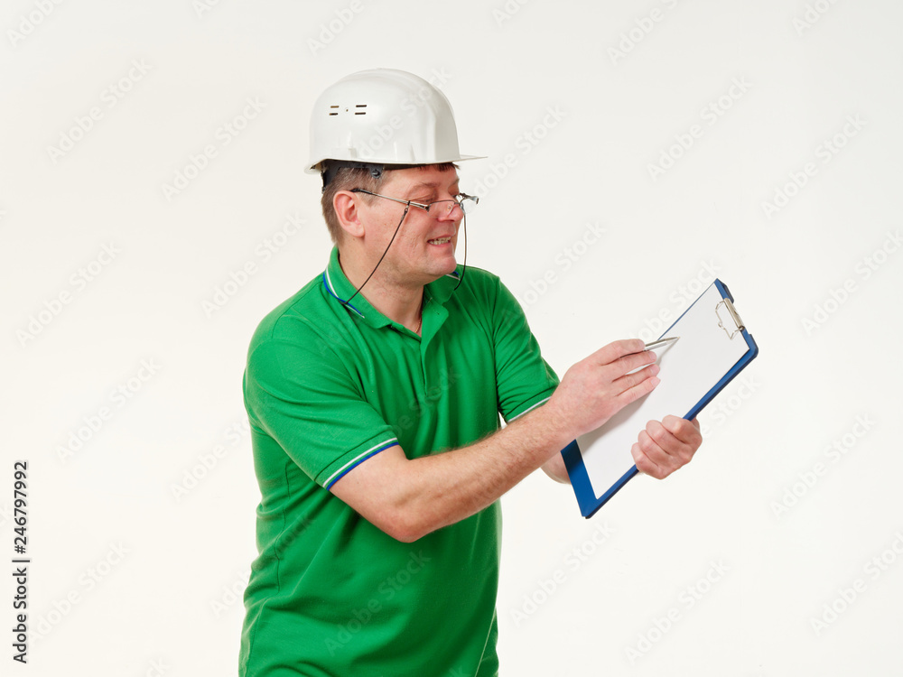 emotion man foreman on a white background emotion man foreman on a white background