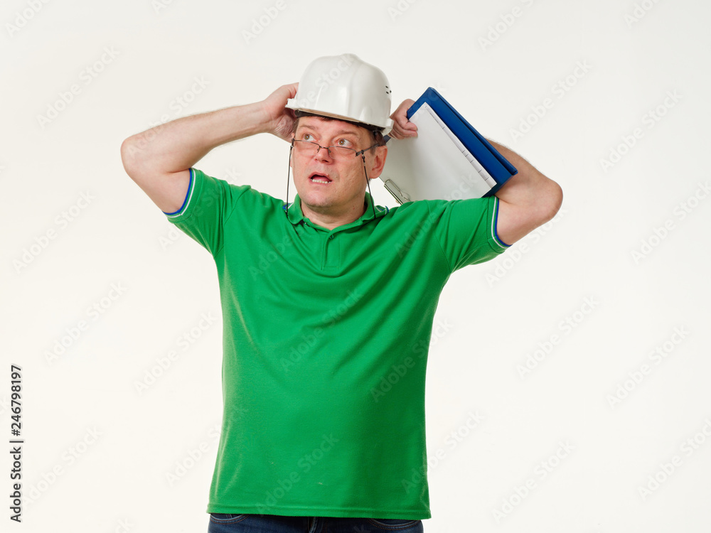 emotion man foreman on a white background