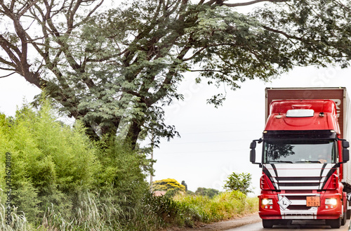 Red Truck on the Road