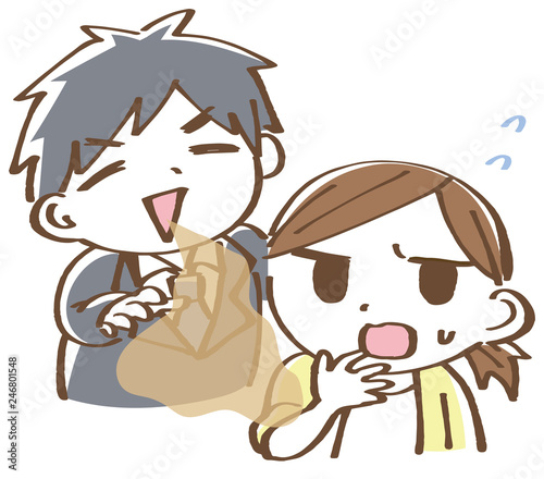 口臭くさい　男性　イラスト