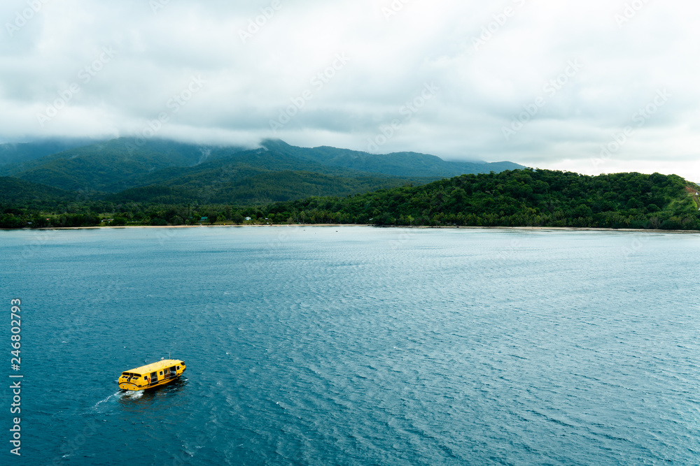 Tender boat heading to shore of Vanuatu 