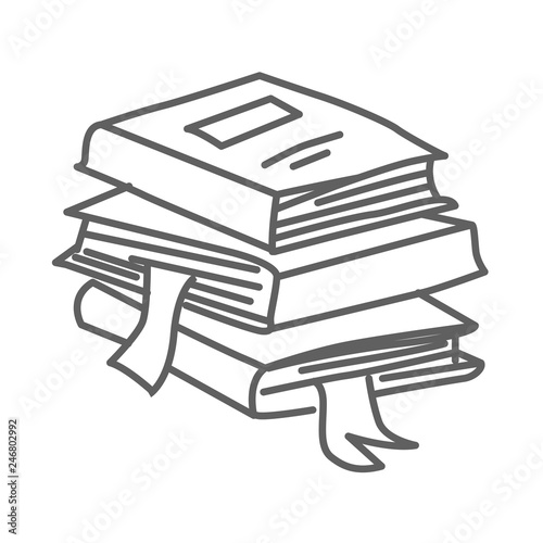 Stack, pile of books vector doodle icon isolated on white, hand drawn sketchy style