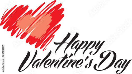 Happy Valentines Day lettering vector illustration