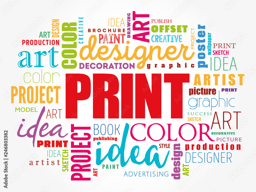 PRINT word cloud, creative business concept background