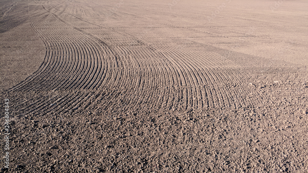 field ready for planting seeds. Agribusiness and agricultural land processing field ready for planting seeds. Agribusiness and agricultural land processing