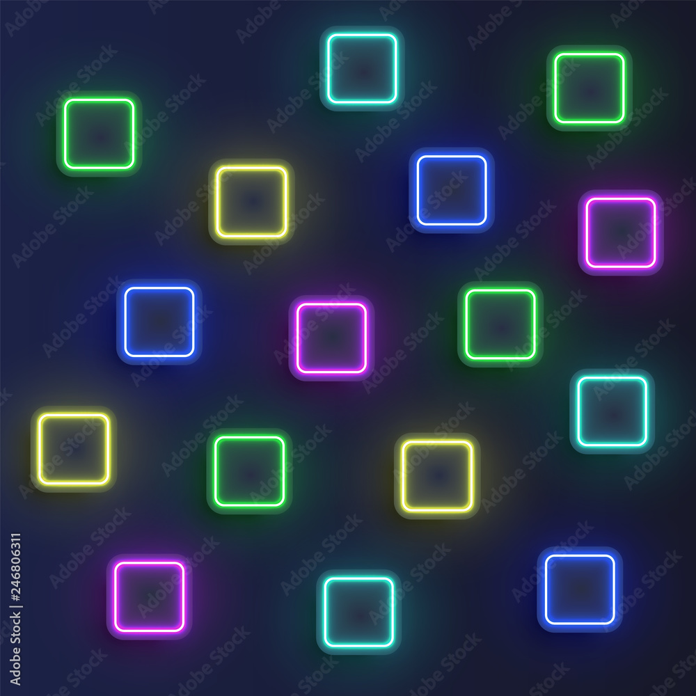 High-detailed neon buttons background, vector illustration High-detailed neon buttons background, vector illustration