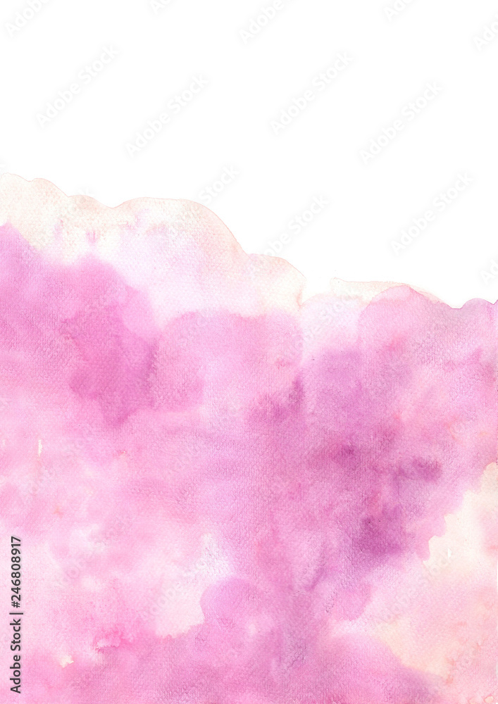 Abstract pink and purple watercolor hand painting on paper background for decoration.