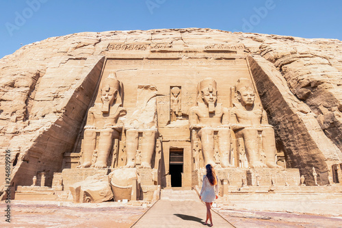 Barefoot Woman in Abu Simbel  the Great Temple of Ramesses II  Egypt